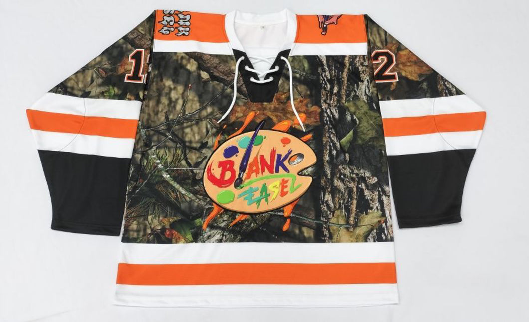 Blank Easel Orange & Camo Hockey Jersey